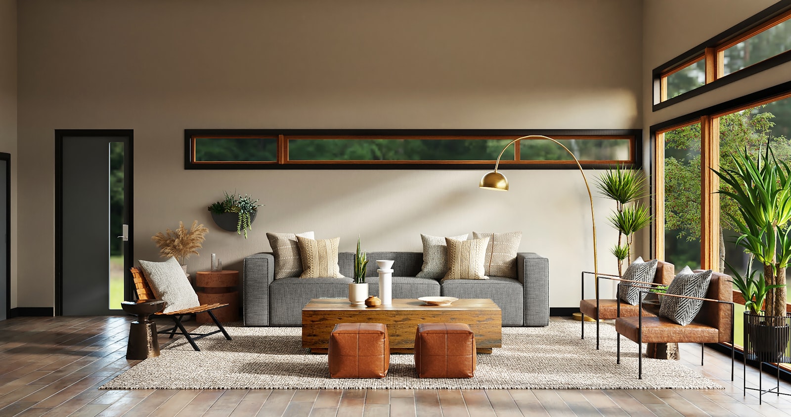 Intérieur contemporain en matériaux naturels